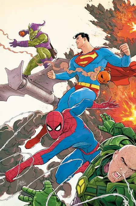 DC MARVEL SUPERMAN SPIDER-MAN #1 (ONE SHOT) CVR J MIKEL JANIN SUPERMAN & SPIDER-MAN VS LEX LUTHOR & GREEN GOBLIN CARD STOCK VAR East Coast Comics