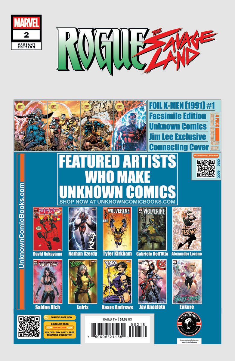 [2 PACK] Rogue: The Savage Land 2 Unknown Comic Sabine Rich Exclusive Var (02/26/2025) - East Coast Comics