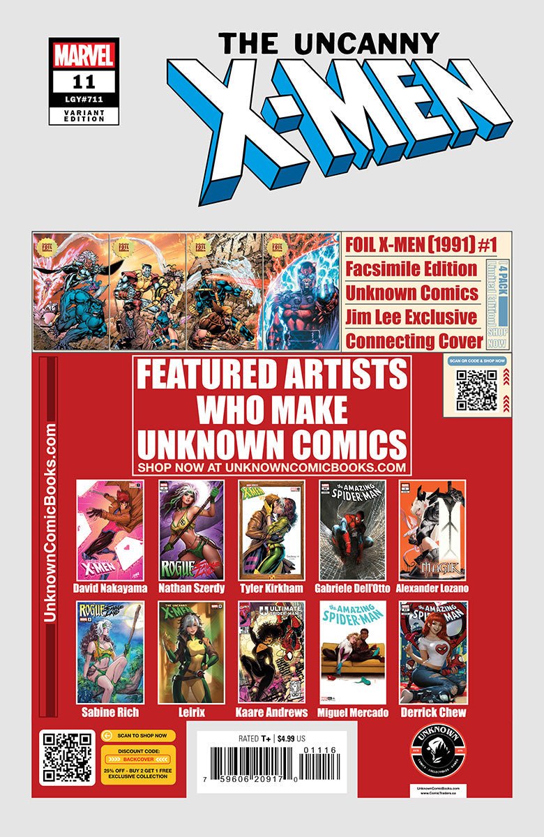 [2 PACK] Uncanny X - Men 11 Unknown Comic Alexander Lozano Exclusive Var (03/05/2025) - East Coast Comics