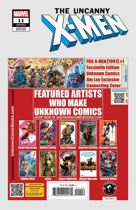 [2 PACK] Uncanny X - Men 11 Unknown Comic Alexander Lozano Exclusive Var (03/05/2025) - East Coast Comics