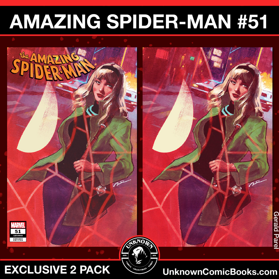 [2 Pack] Amazing Spider-Man #51 Unknown Comics Gerald Parel Exclusive  Var (06/05/2024)