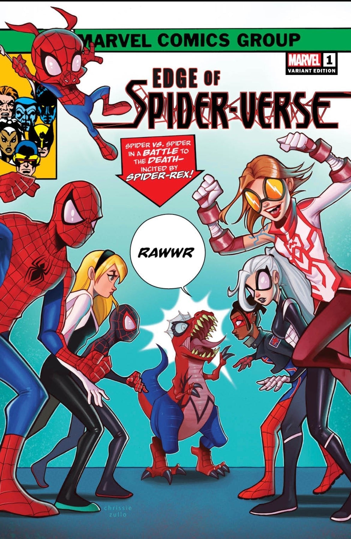 CHRISSIE ZULLO'S EDGE OF SPIDER - VERSE 1 BLACK SABER EXCLUSIVE (X - MEN 100) HOMAGE (1st cover appearance of the New Spider - UK) - East Coast Comics