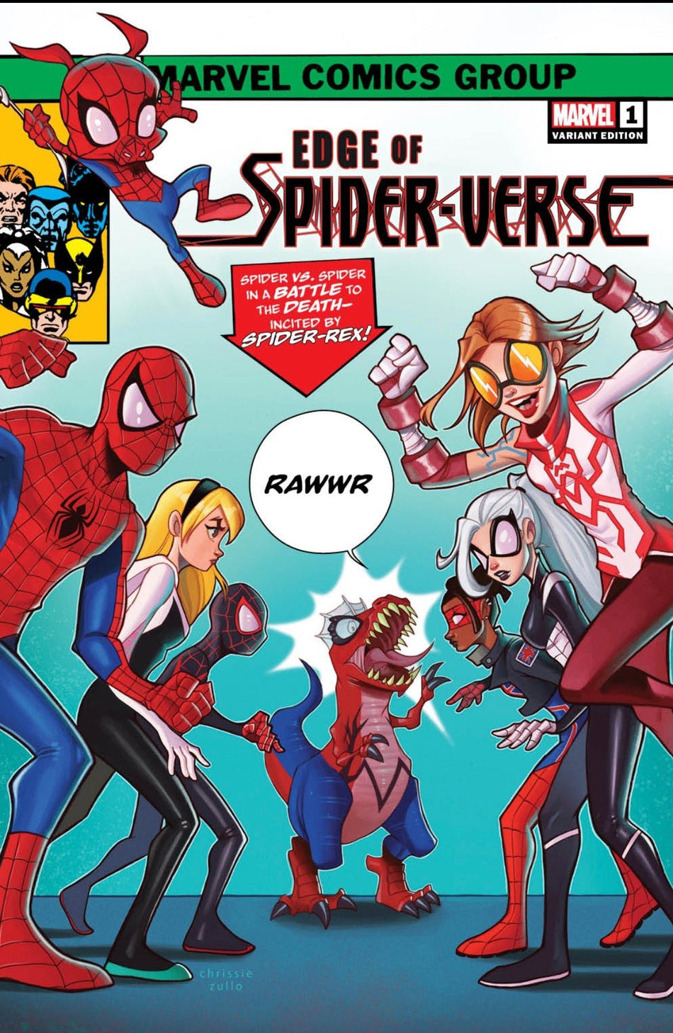 CHRISSIE ZULLO'S EDGE OF SPIDER - VERSE 1 BLACK SABER EXCLUSIVE (X - MEN 100) HOMAGE (1st cover appearance of the New Spider - UK) - East Coast Comics