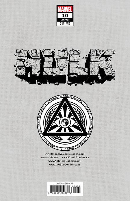 Hulk 10 Unknown Comics R1C0 Exclusive Virgin Var (11/02/2022) - East Coast Comics