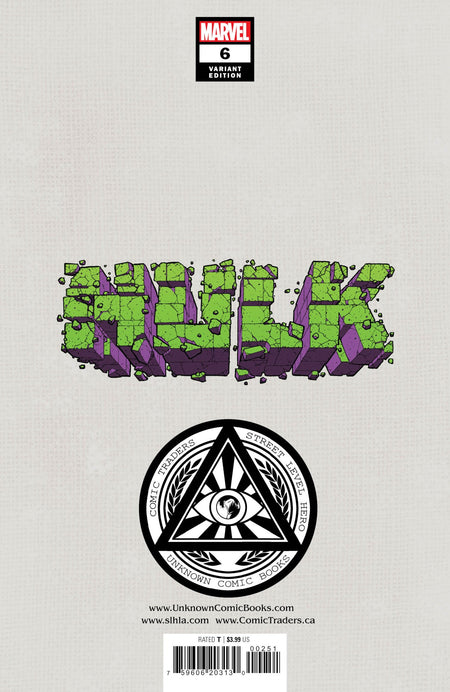 Hulk 6 Unknown Comics Stephen Segovia Exclusive Virgin Var (04/20/2022) - East Coast Comics