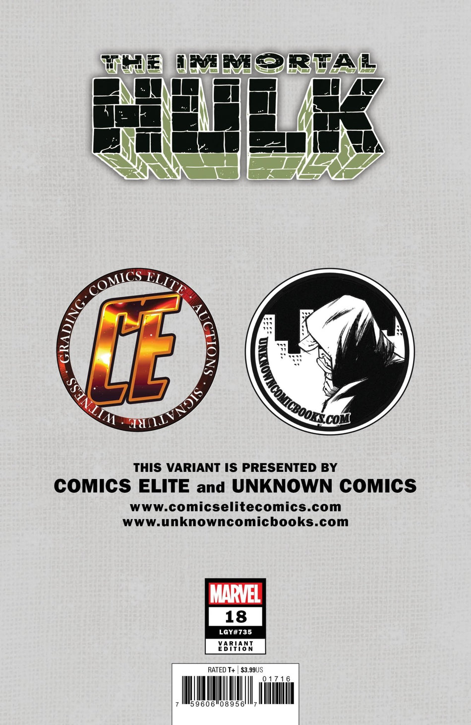 IMMORTAL HULK 18 TOM RANEY EXCLUSIVE VIRGIN 5/29/2019 - East Coast Comics