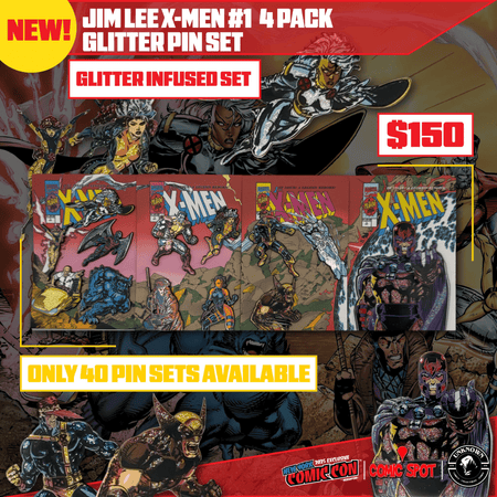 Jim Lee X - Men 1 4 Pack Exclusive Enamel GLITTER ✨ NYCC EXCLUSIVE Pin Set Only 250 Made (10/22/2025) - East Coast Comics