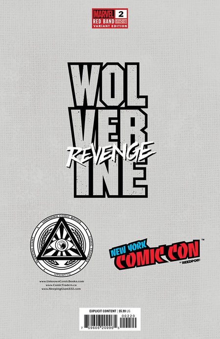 [Signed by Hickman] Wolverine: Revenge - Red Band 2 Virgin CON Unknown Comics Kirkham Exclusive Var Explicit Content [INST] - East Coast Comics