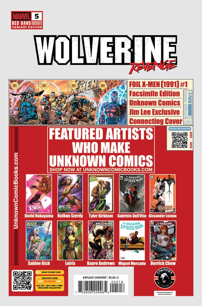 [Signed by Hickman] Wolverine: Revenge - Red Band 5 Virgin Unknown Comics Kirkham Convention Exclusive Var Explicit Content [INST] - East Coast Comics