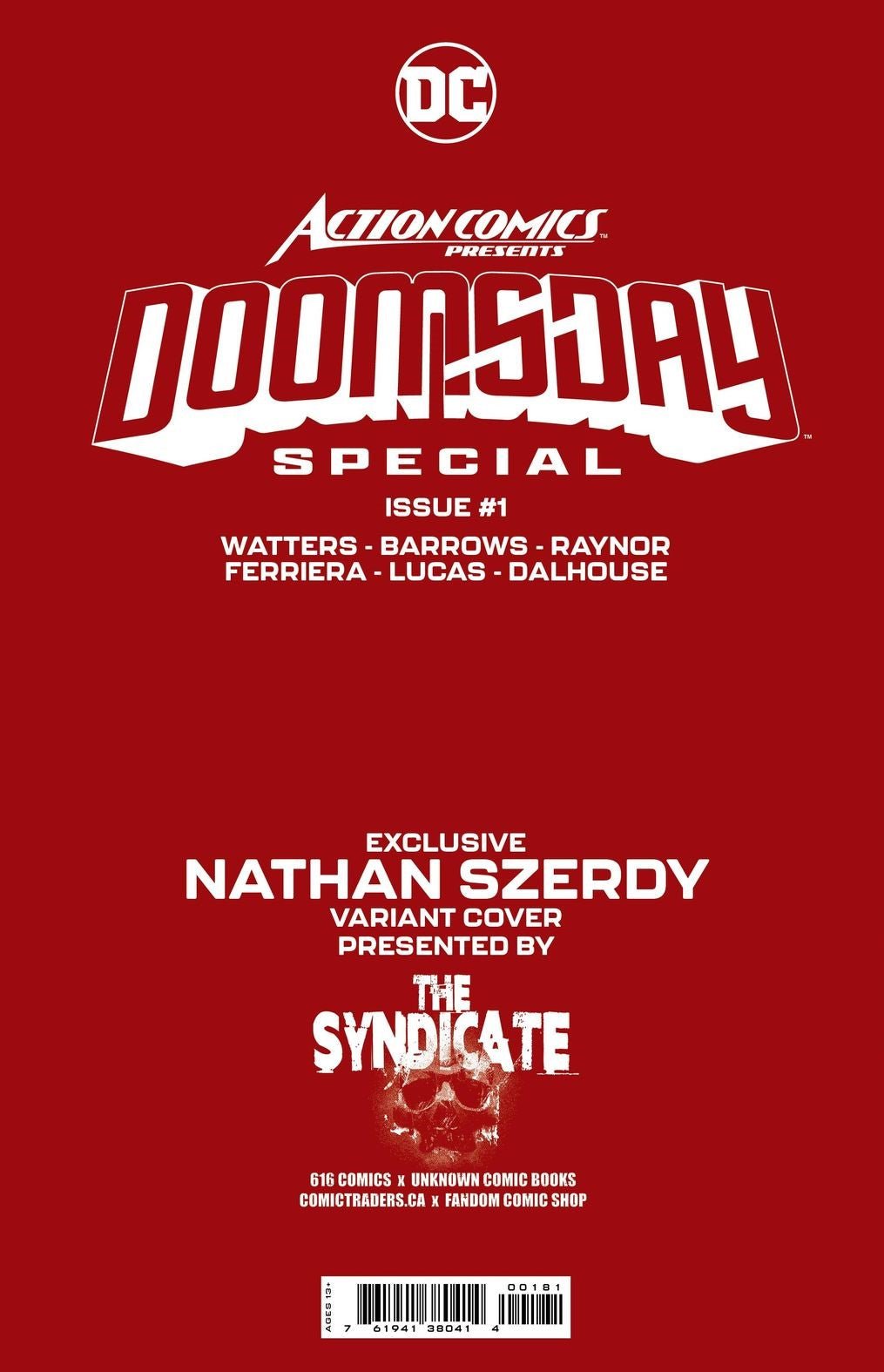 [Signed by Nathan Szerdy] ACTION COMICS PRESENTS DOOMSDAY SPECIAL 1 (ONE SHOT) NATHAN SZERDY (616) EXCLUSIVE TATTOO VIRGIN VAR [IN STOCK] - East Coast Comics