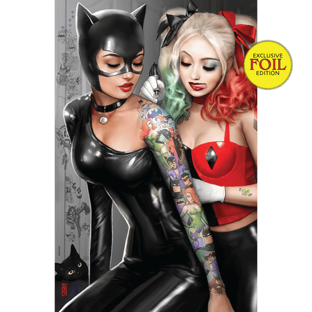 [Signed by Nathan Szerdy] [FOIL] HARLEY QUINN 31 NATHAN SZERDY (616) EXCLUSIVE CATWOMAN TATTOO FOIL VIRGIN VAR [IN STOCK] - East Coast Comics