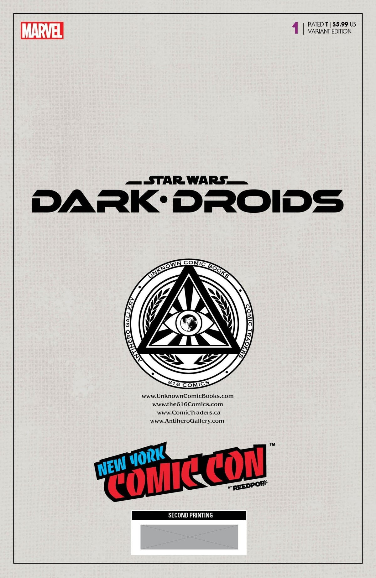 Star Wars: Dark Droids 1 [Dd] Unknown Comics Giuseppe Camuncoli NYCC 2023 Exclusive 2Nd Printing Var (10/18/2023) - East Coast Comics