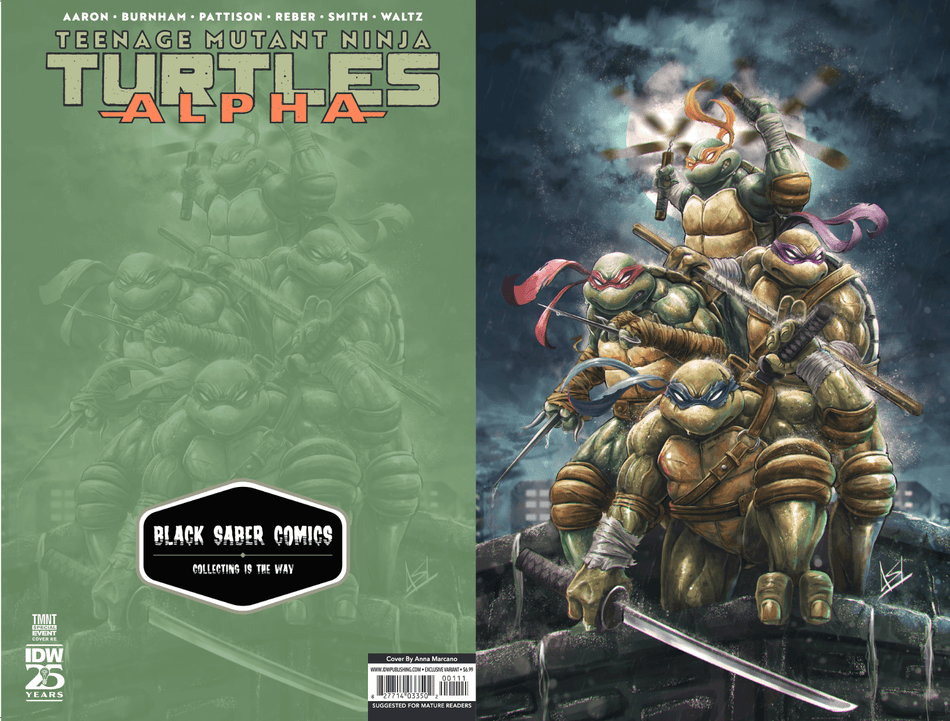 Teenage Mutant Ninja Turtles: Alpha Variant RI Black Saber Comics Anna Marcano ltd 500 - East Coast Comics