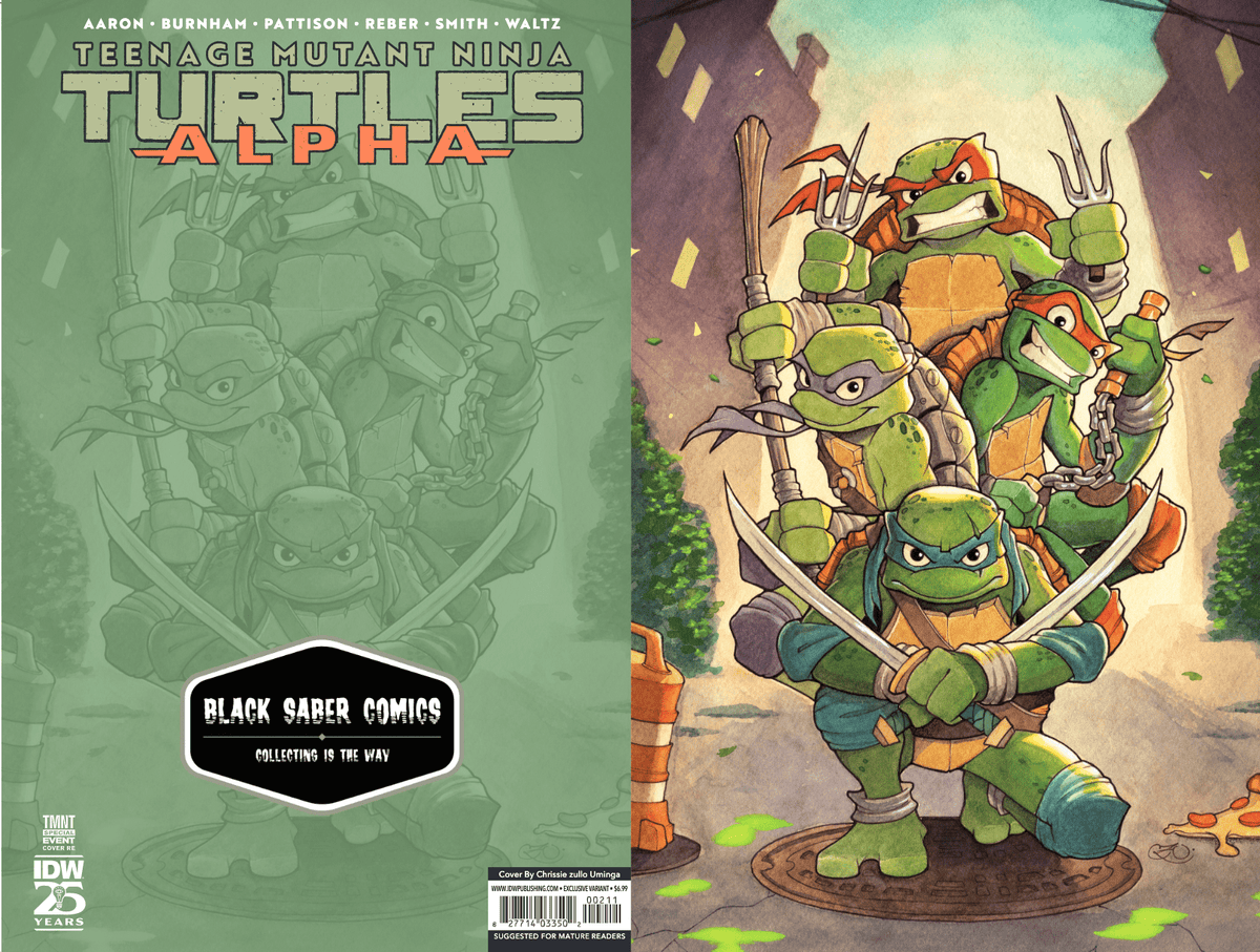 Teenage Mutant Ninja Turtles: Alpha Variant RI Black Saber Comics Chrissie Zullo Uminga ltd 500 - East Coast Comics