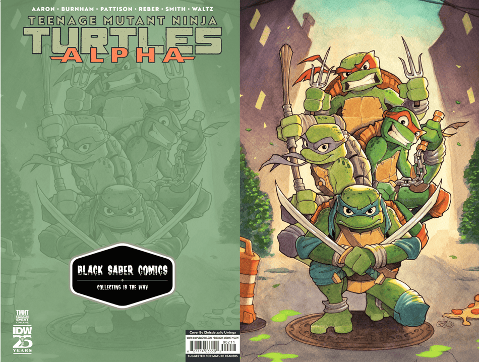 Teenage Mutant Ninja Turtles: Alpha Variant RI Black Saber Comics Chrissie Zullo Uminga ltd 500 - East Coast Comics
