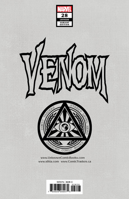 Venom 28 Unknown Comics Dave Rapoza Exclusive Virgin Var (09/16/2020) (09/23/2020) - East Coast Comics